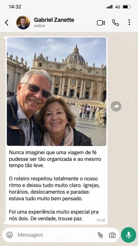 Mensagem sobre roteiro personalizado: Viagem a dois